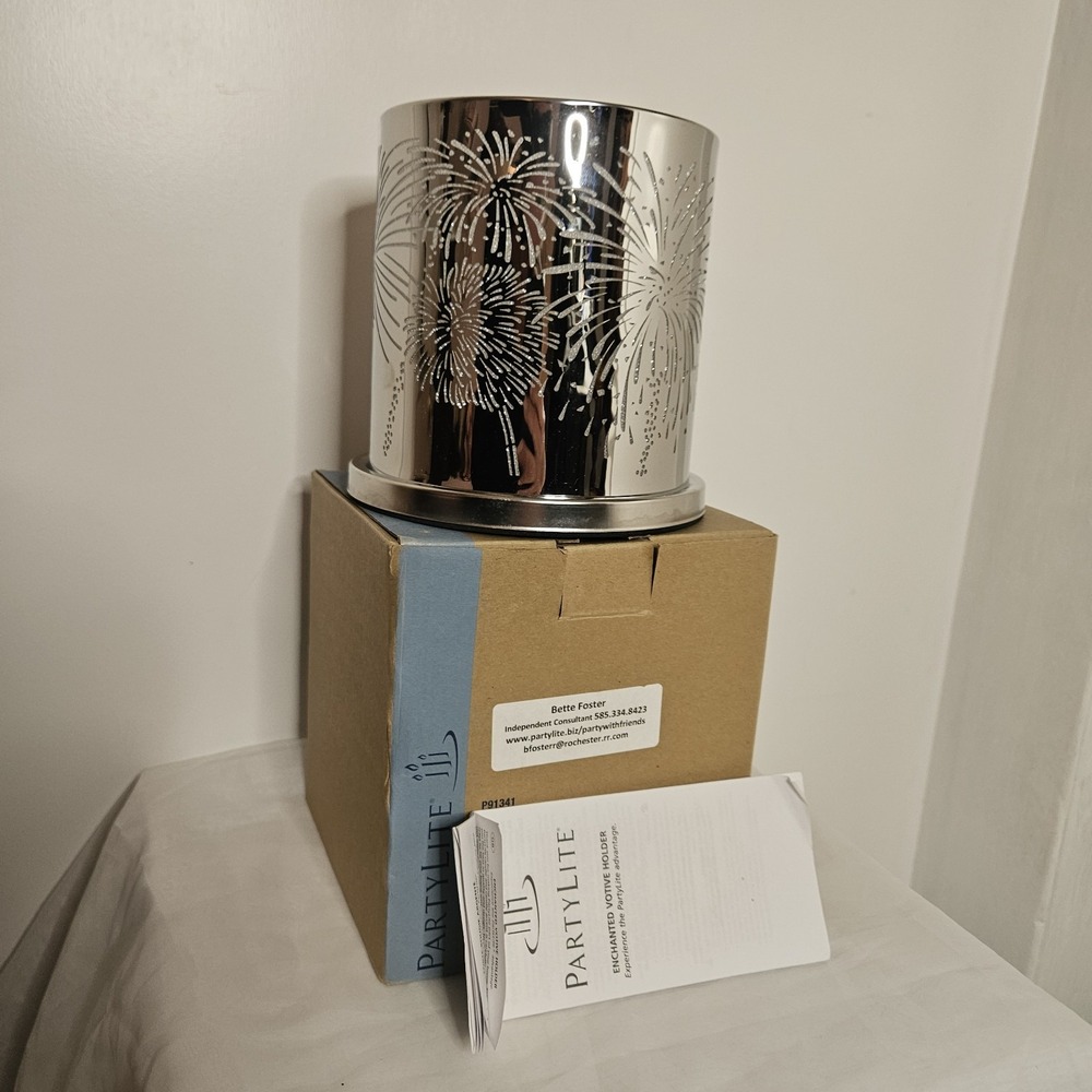 Partylite Enchanted Celebration Silver Candle Holder P 91341 NIB Retired 250th - Picture 3 of 11